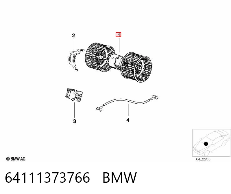 64111373766 BMW Silniczek wentylatora nagrzewnicy (ogrzewacza wnętrza)