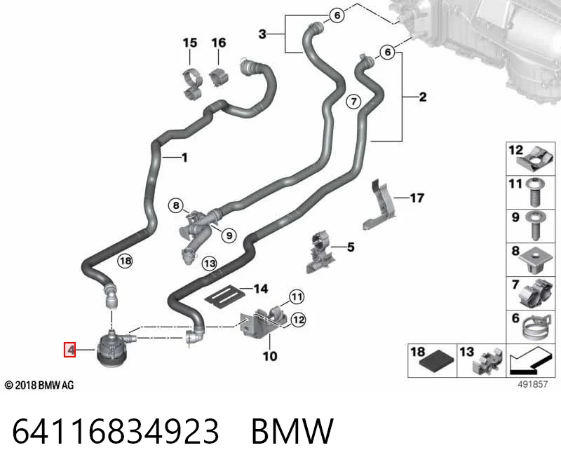 64116834923 BMW Pompa chłodzenia wodą, dodatkowa elektryczna
