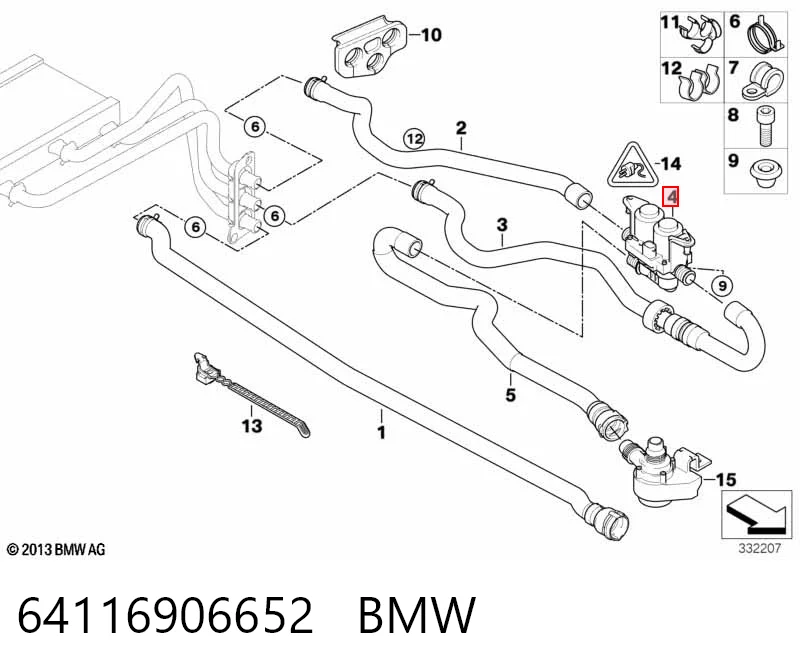 64116906652 BMW Zawór nagrzewnicy (ogrzewacza)