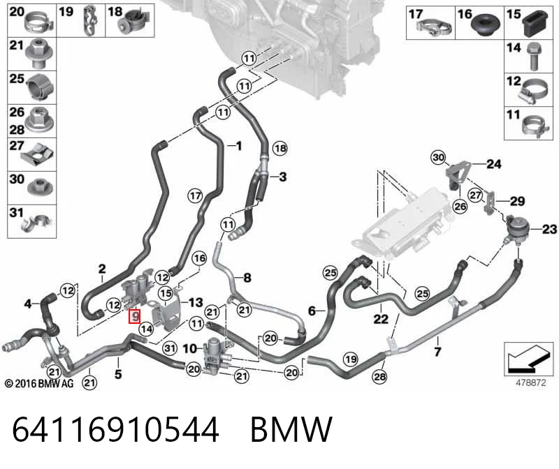 64116910544 BMW Zawór nagrzewnicy (ogrzewacza)