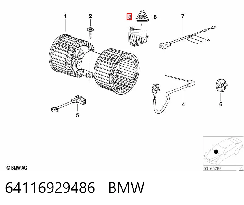 64116929486 BMW Rezystor wentylatora nagrzewnicy (ogrzewacza kabiny)