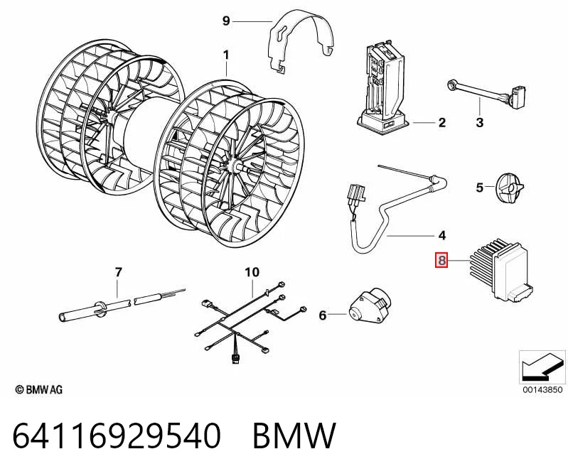 64116929540 BMW Rezystor wentylatora nagrzewnicy (ogrzewacza kabiny)