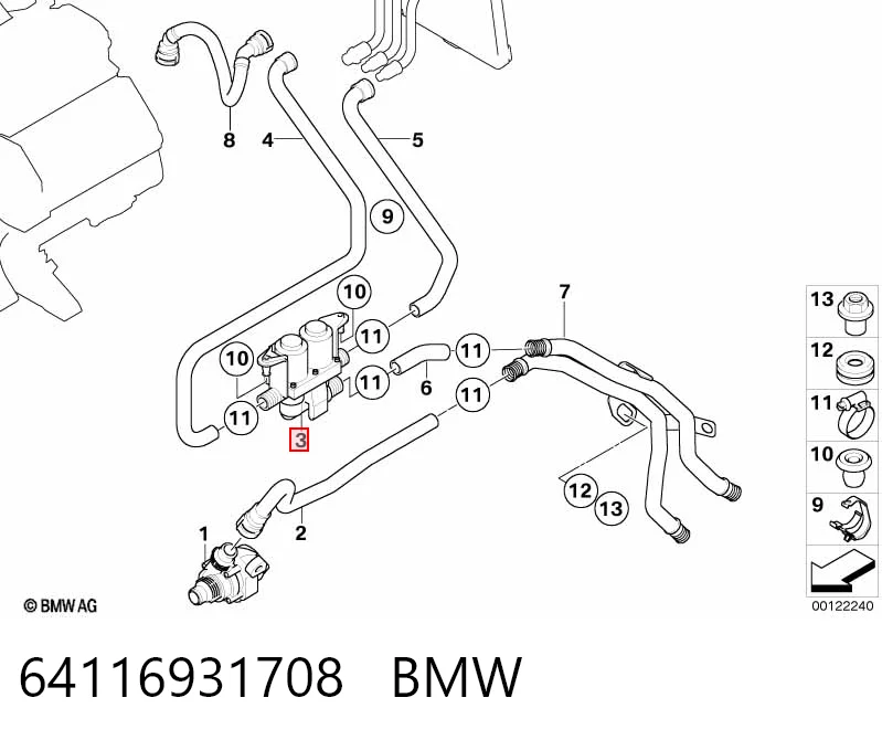 64116931708 BMW Zawór nagrzewnicy (ogrzewacza)