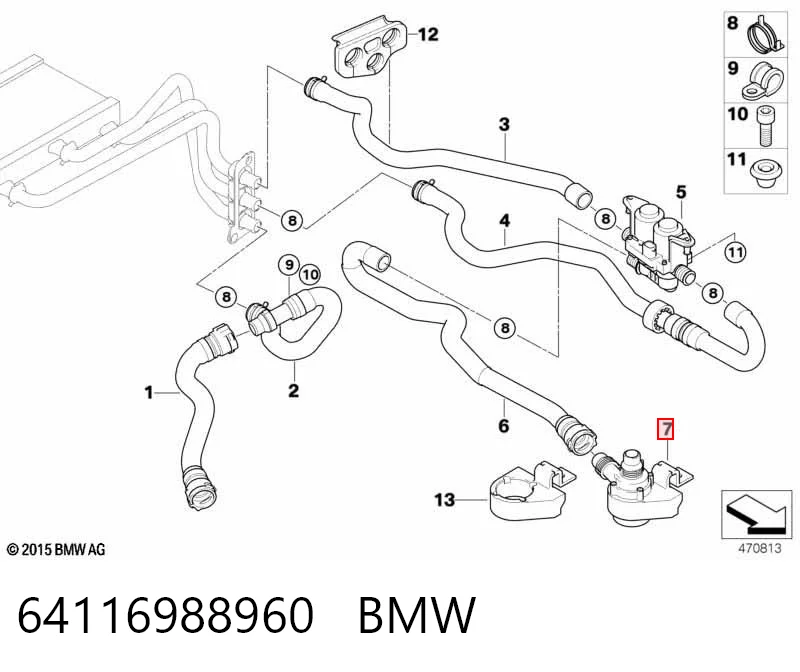 64116988960 BMW Pompa chłodzenia wodą, dodatkowa elektryczna