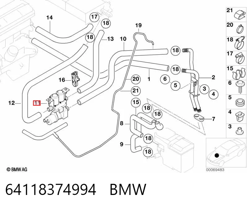 64118374994 BMW Zawór nagrzewnicy (ogrzewacza)