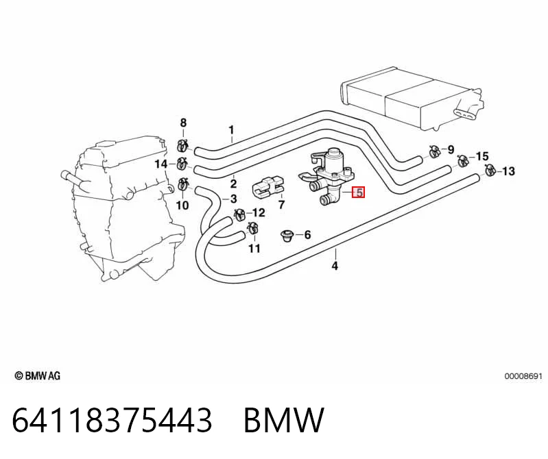 64118375443 BMW Zawór nagrzewnicy (ogrzewacza)