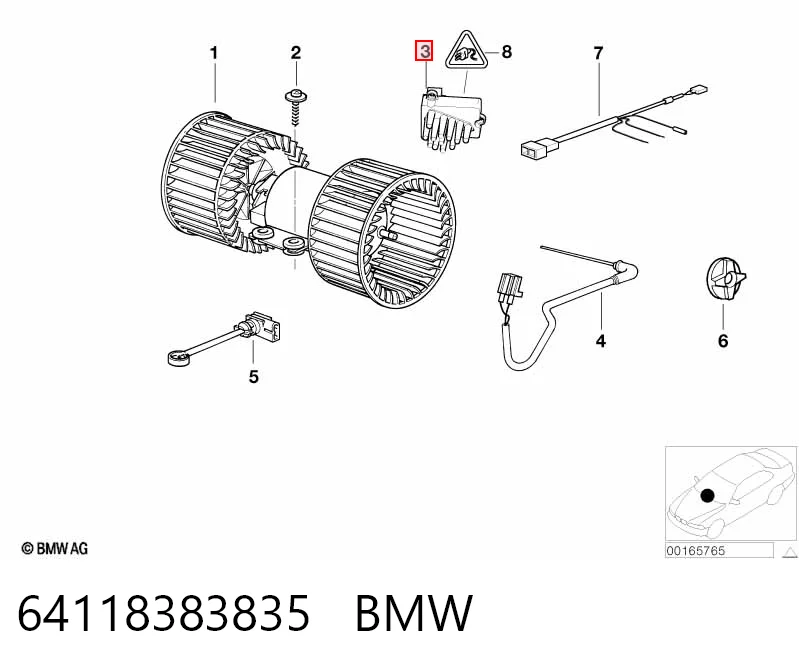 64118383835 BMW Rezystor wentylatora nagrzewnicy (ogrzewacza kabiny)