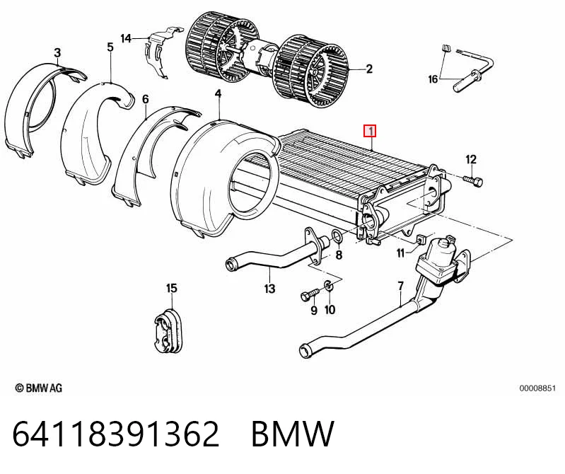 64118391362 BMW Chłodnica nagrzewnicy (ogrzewacza)
