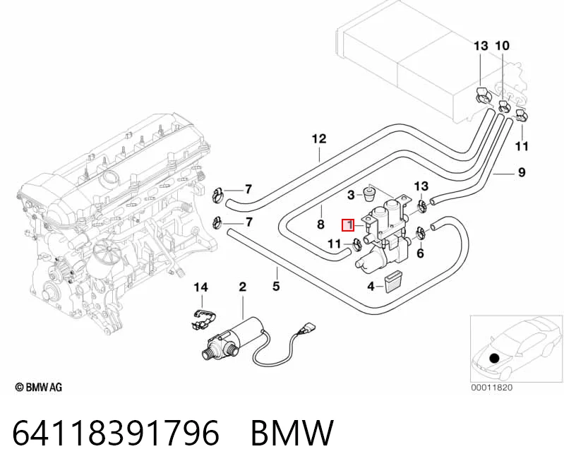 64118391796 BMW Zawór nagrzewnicy (ogrzewacza)