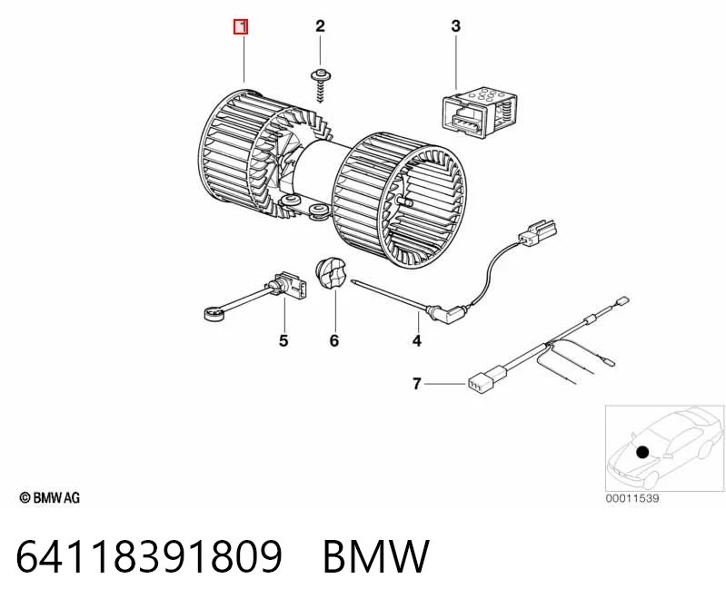 64118391809 BMW Silniczek wentylatora nagrzewnicy (ogrzewacza wnętrza)