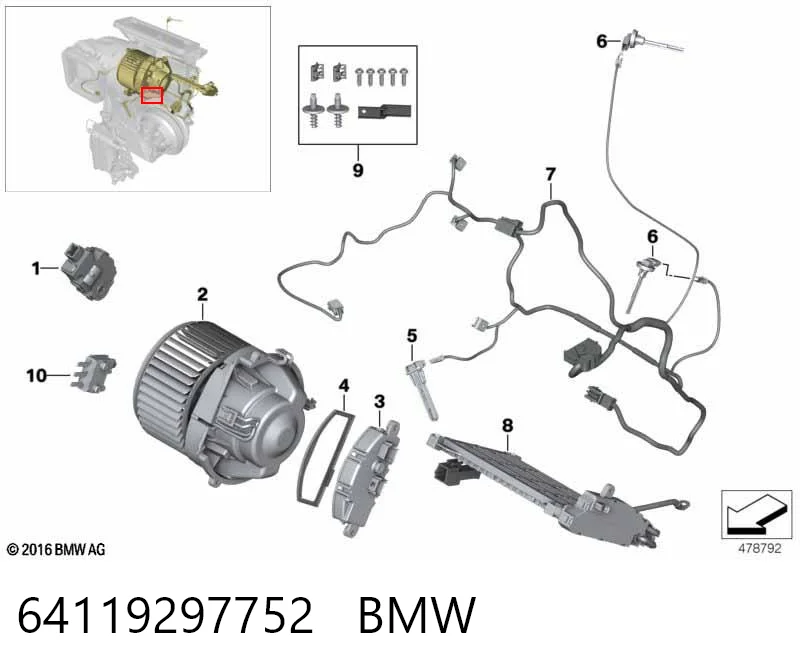 64119297752 BMW Silniczek wentylatora nagrzewnicy (ogrzewacza wnętrza)