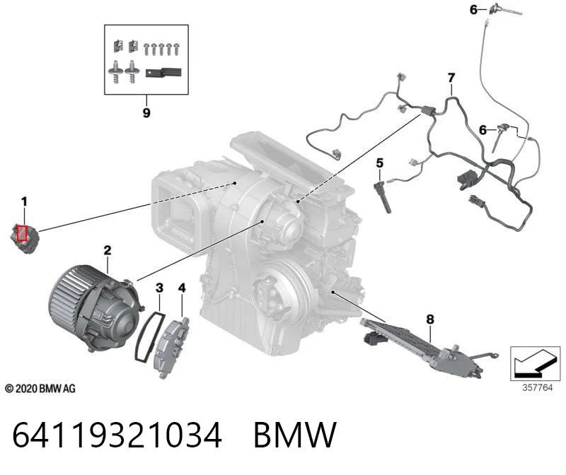 64119321034 BMW Silniczek klapy nagrzewnicy
