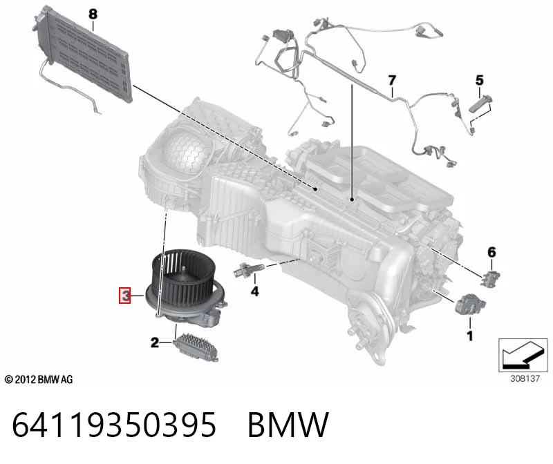 64119350395 BMW Silniczek wentylatora nagrzewnicy (ogrzewacza wnętrza)