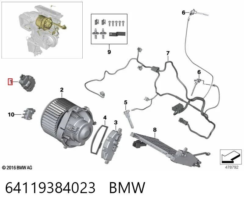 64119384023 BMW Silniczek klapy nagrzewnicy