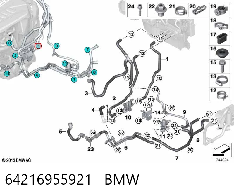 64216955921 BMW Przewód (króciec) układu chłodzenia