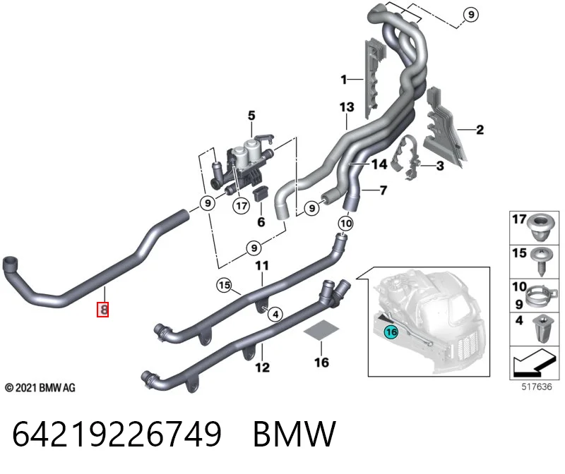 64219226749 BMW Przewód (króciec) układu chłodzenia