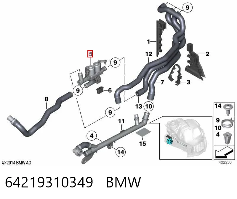 64219310349 BMW Zawór nagrzewnicy (ogrzewacza)