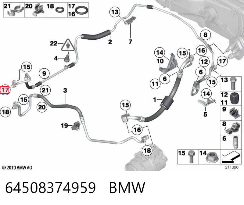 64508374959 BMW Uszczelka pierścieniowa rury klimatyzacji