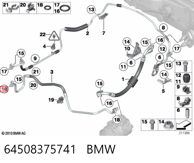 64508375741 BMW Uszczelka pierścieniowa rury klimatyzacji