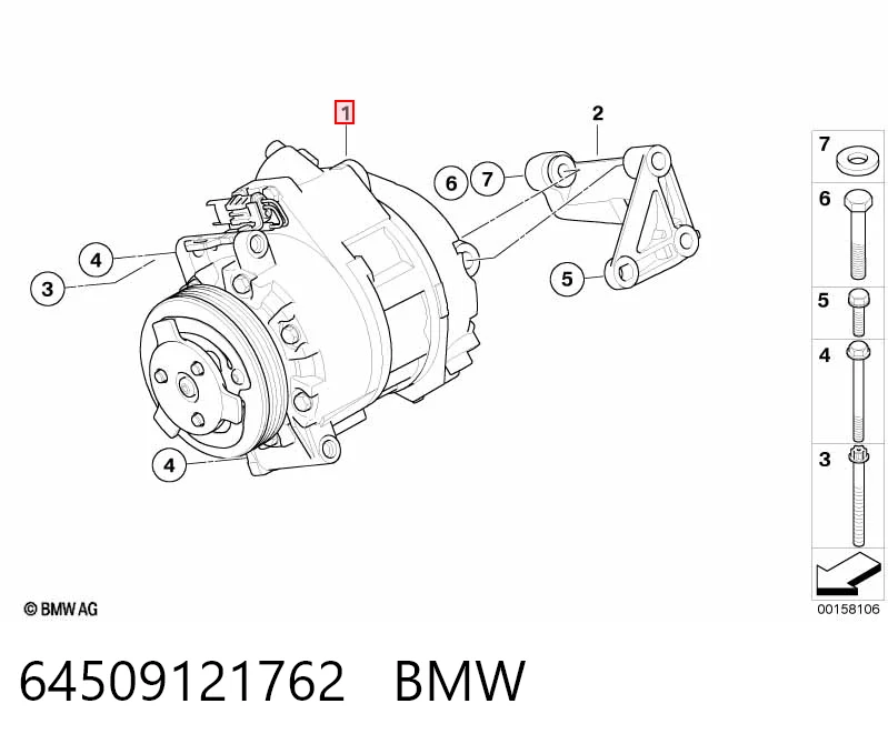 64509121762 BMW Sprężarka klimatyzacji
