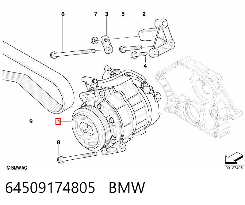 64509174805 BMW Sprężarka klimatyzacji