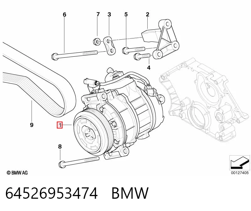 64526953474 BMW Sprężarka klimatyzacji