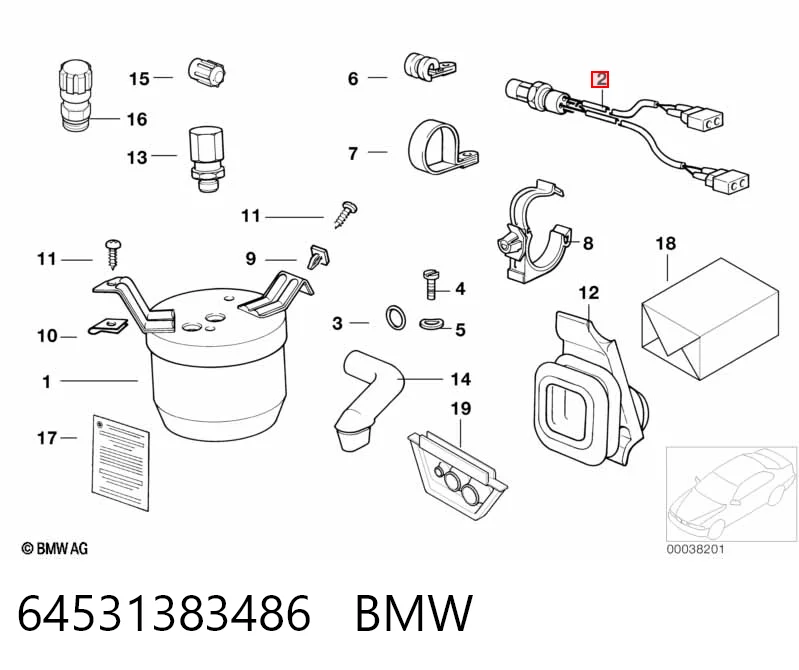 64531383486 BMW Czujnik ciśnienia bezwzględnego klimatyzacji