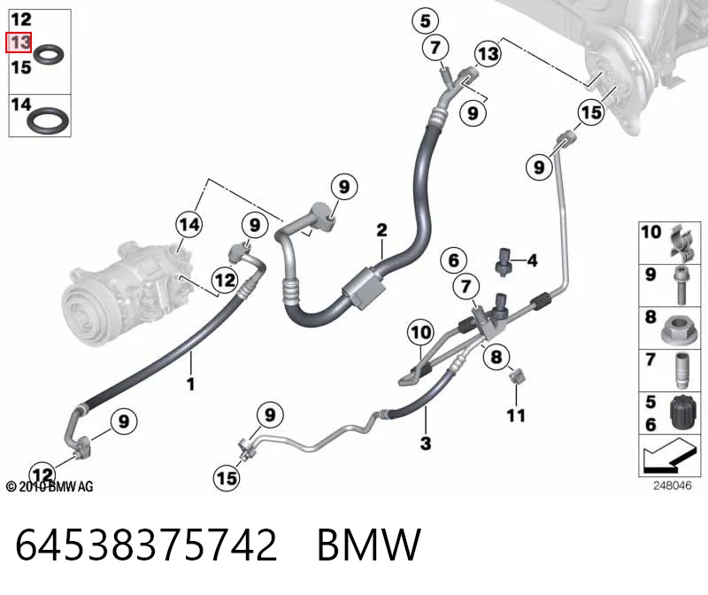 64538375742 BMW Uszczelka pierścieniowa rury klimatyzacji