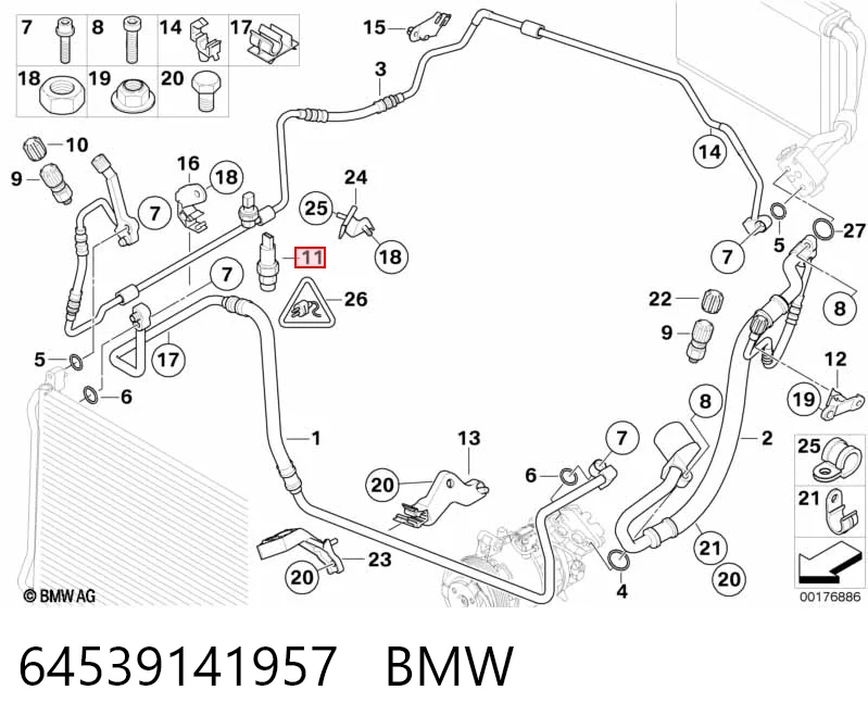 64539141957 BMW Czujnik ciśnienia bezwzględnego klimatyzacji
