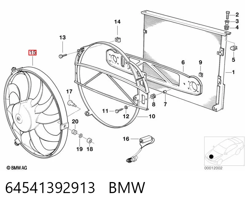 64541392913 BMW Wentylator (wirnik) chłodnicy klimatyzacji