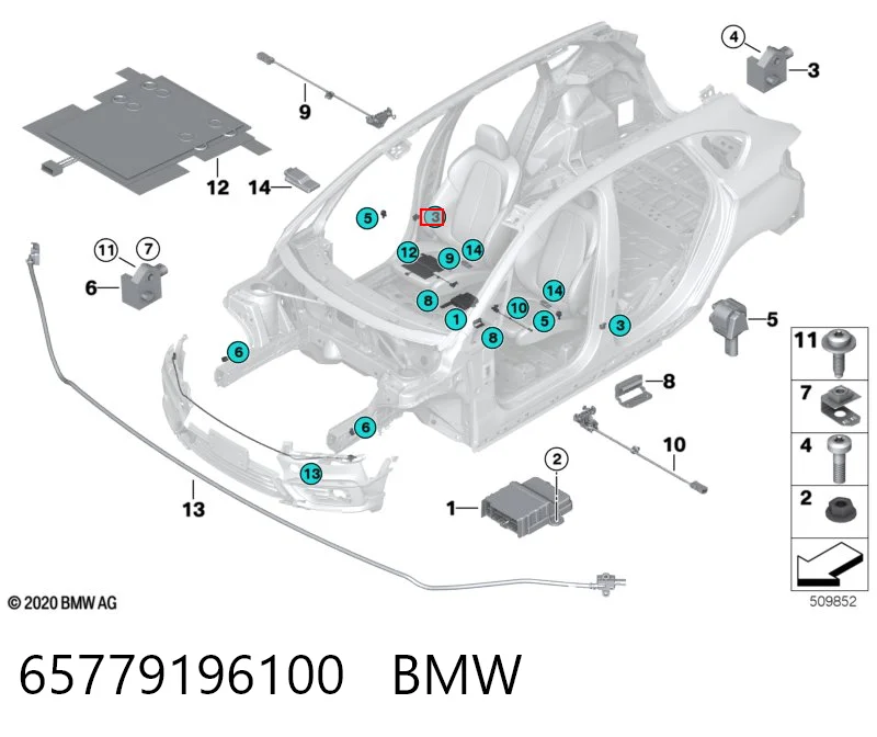 65779196100 BMW Czujnik AIRBAG przedni