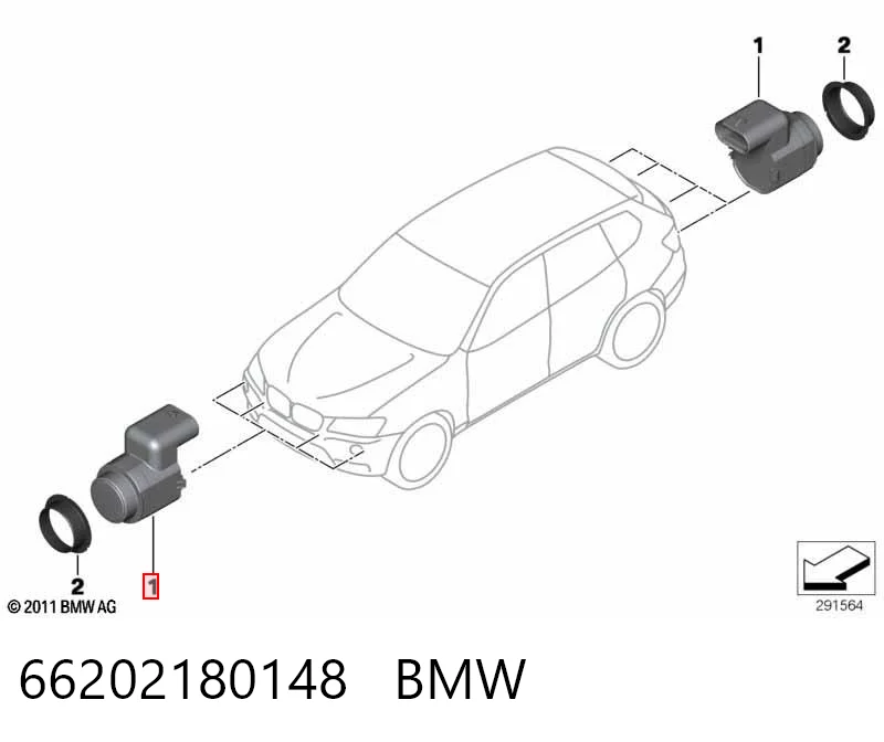 66202180148 BMW Czujnik parkowania przedni/tylny środkowy