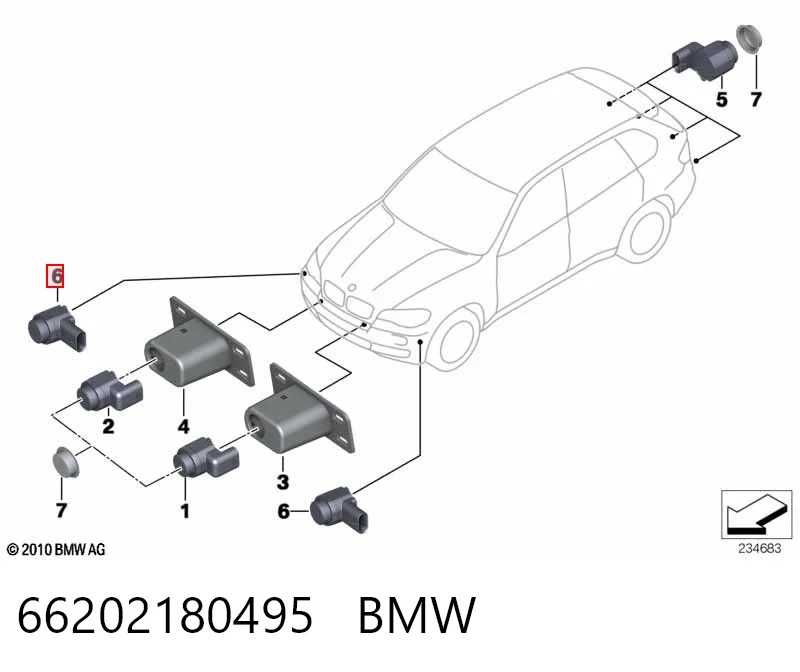 66202180495 BMW Czujnik parkowania przedni/tylny środkowy