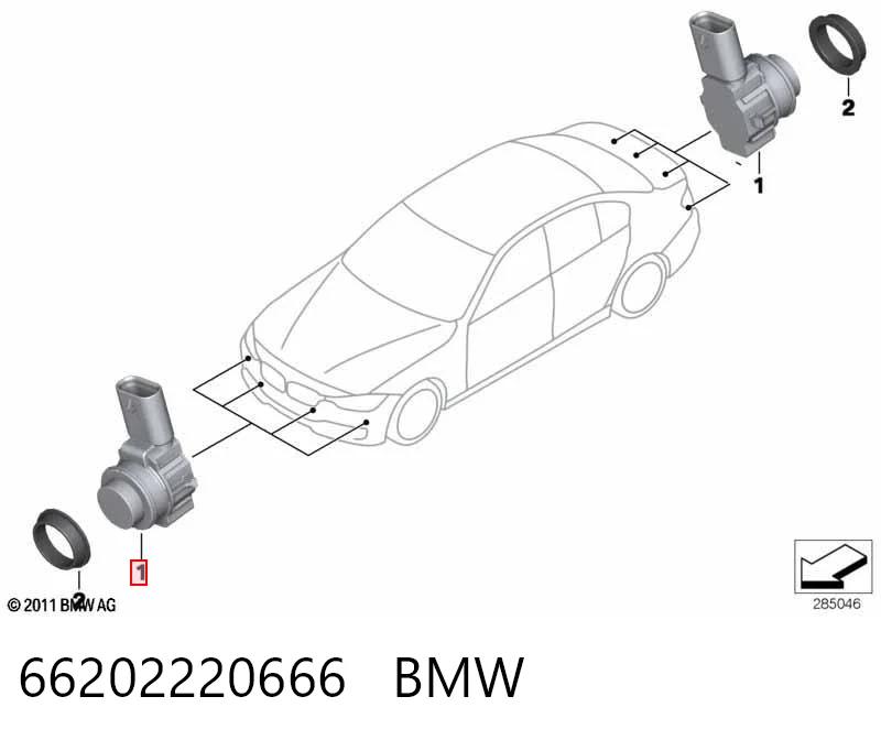66202220666 BMW Czujnik parkowania przedni/tylny środkowy