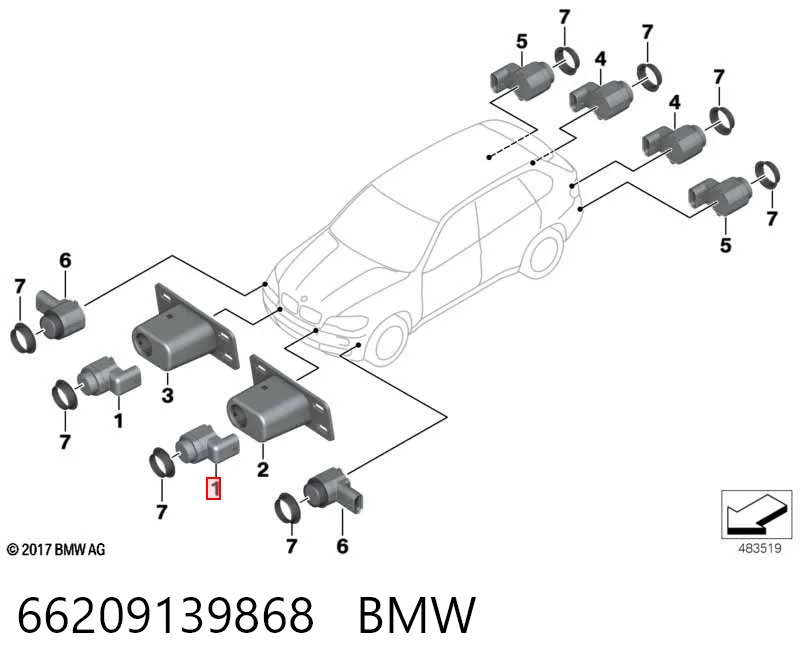 66209139868 BMW Czujnik parkowania przedni boczny