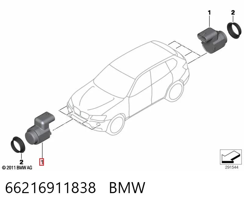 66216911838 BMW Czujnik parkowania przedni/tylny środkowy