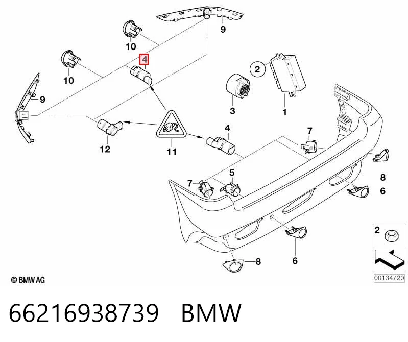 66216938739 BMW Czujnik parkowania przedni/tylny środkowy