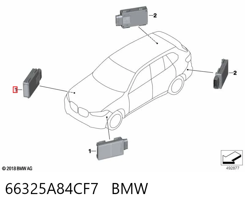66325A84CF7 BMW Czujnik kontroli martwej strefy tylny (martwego polam martwego punktu)