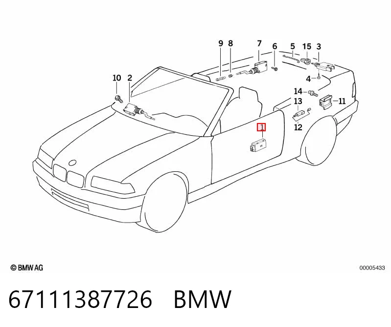 67111387726 BMW Silniczek zamka drzwi przednich
