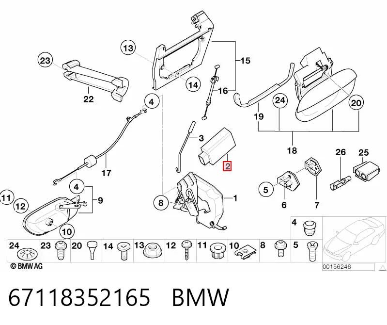 67118352165 BMW Silniczek zamka drzwi przednich