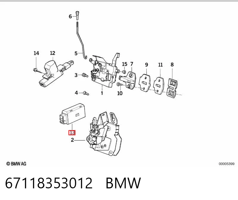 67118353012 BMW Silniczek zamka drzwi przednich