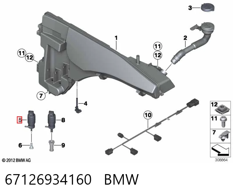 67126934160 BMW Pompka spryskiwacza szyby przedniej