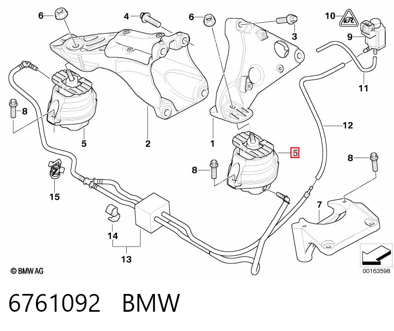 Poduszka (podpora) silnika prawa BMW 5 