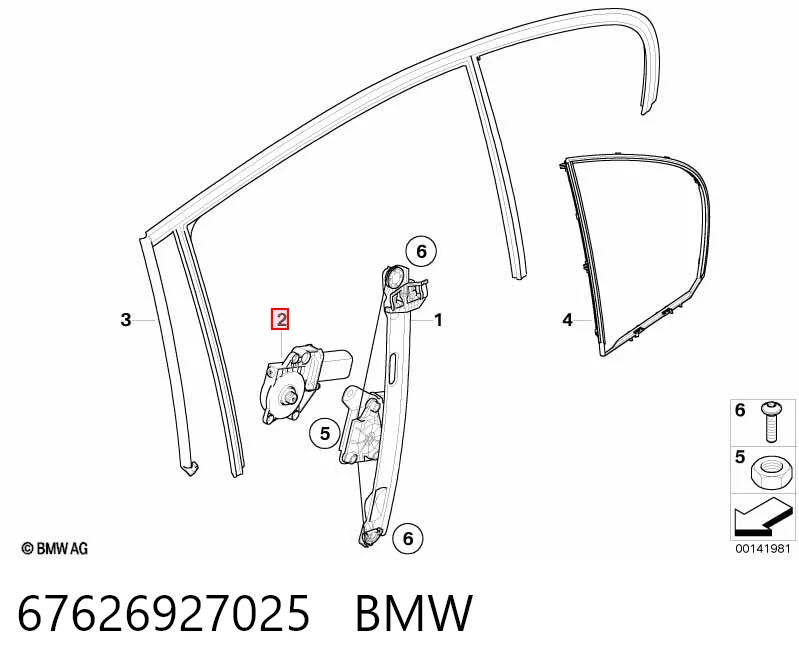 67626927025 BMW Silniczek podnośnika szyby drzwi tylnych lewych
