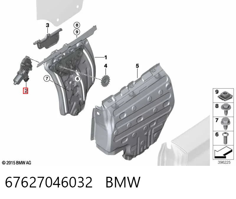 67627046032 BMW Silniczek podnośnika szyby drzwi przednich prawych