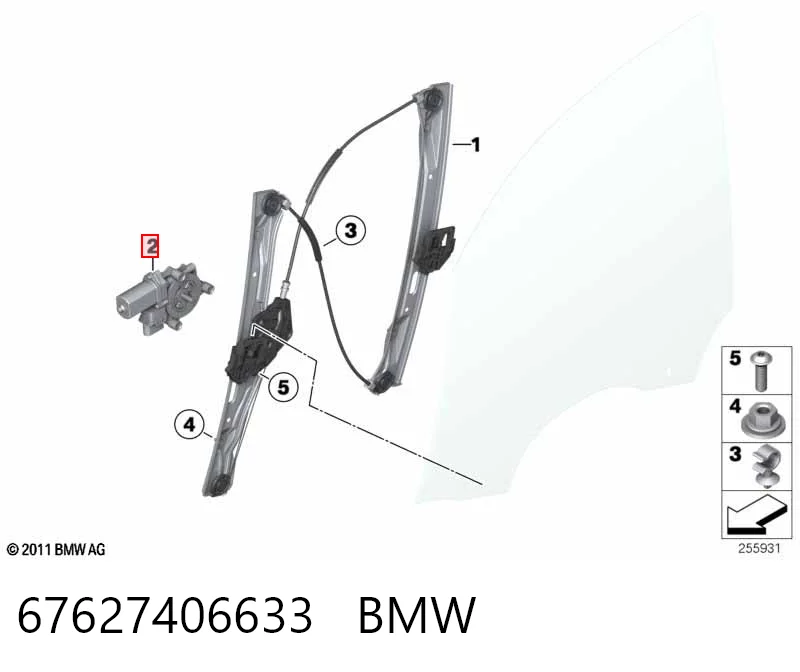 67627406633 BMW Silniczek podnośnika szyby drzwi przednich lewych