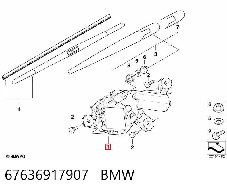 67636917907 BMW Silniczek wycieraczki tylnej szyby