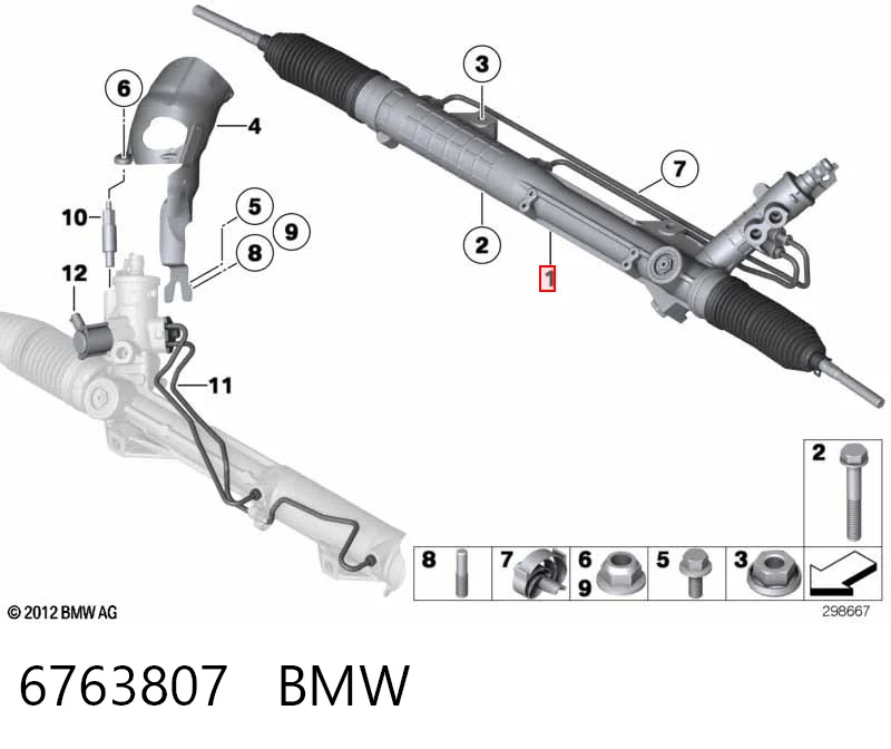 6763807 BMW Listwa kierownicza (maglownica)