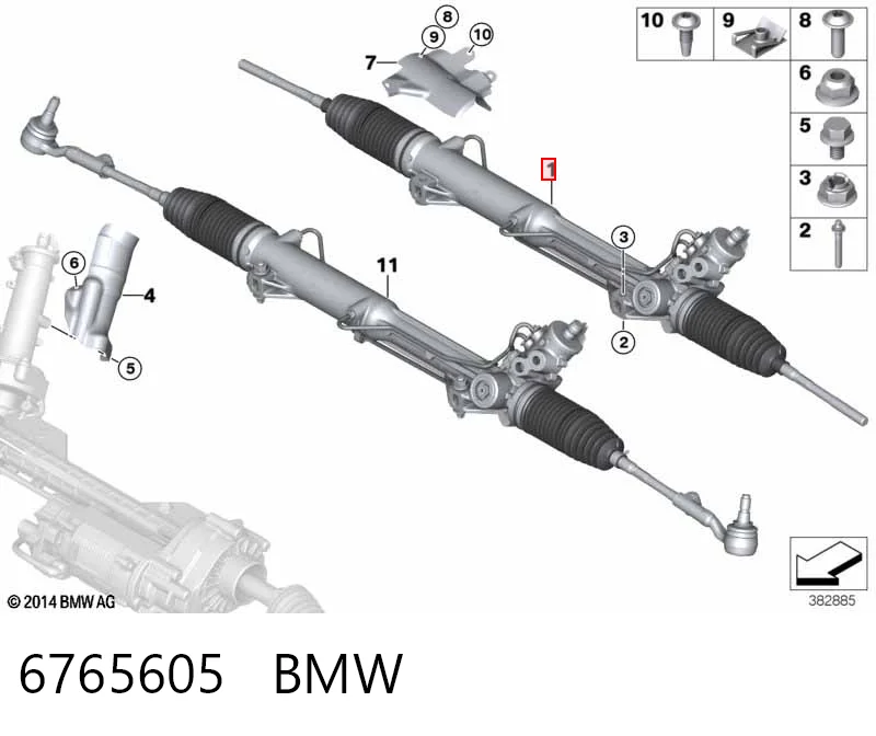 6765605 BMW Listwa kierownicza (maglownica)