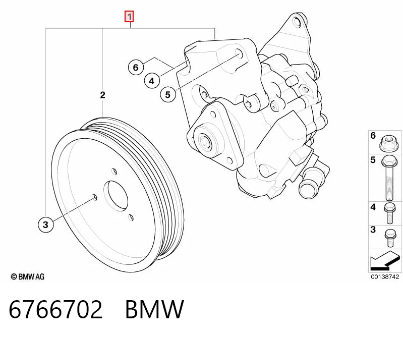 6766702 BMW Pompa wspomagania hydraulicznego kierownicy
